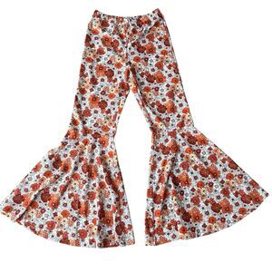 SHEIN Floral Flare Leg Pants  Boho Bell Bottoms Flower Stretch Yoga Medium Retro